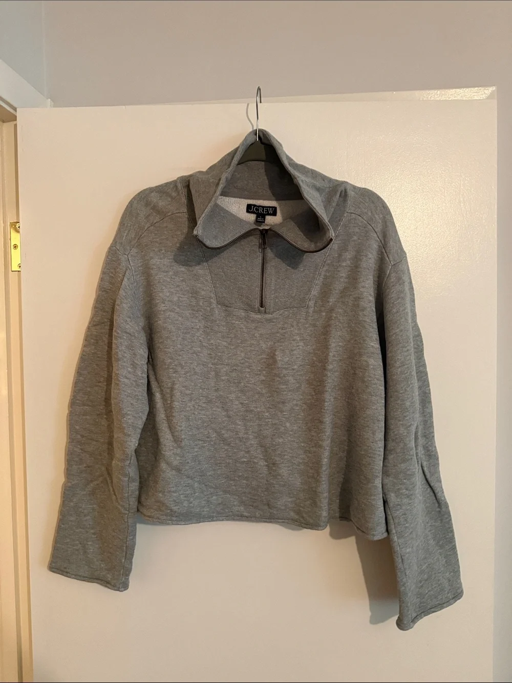 J. Crew Heather Gray Half-Zip Funnel Sweatshirt